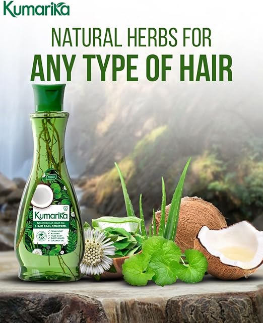 Kumarika 100% Natural Mix Ayurveda Herbal Hair Oil For All Hair Types 200ML (Hair Fall Control)