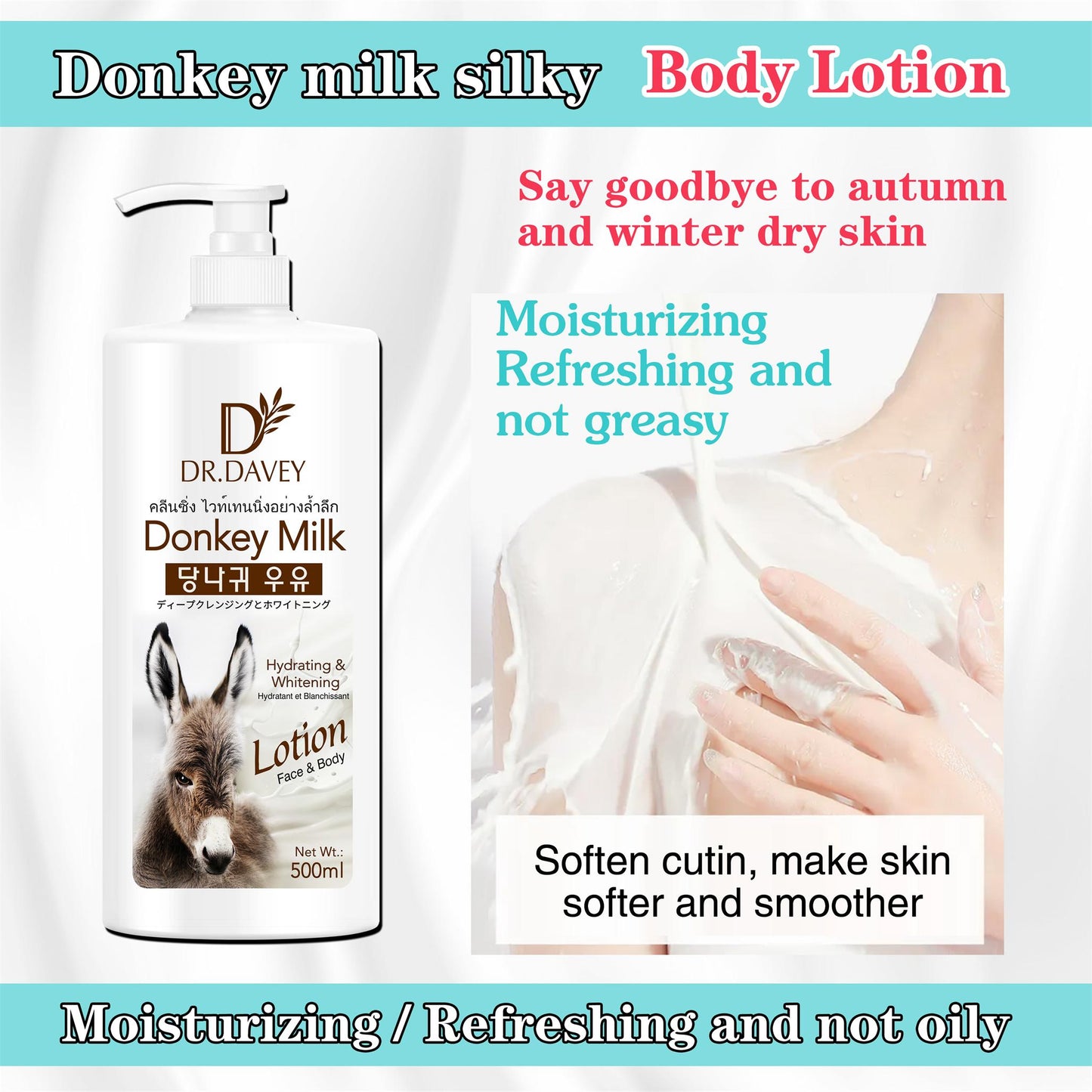 Dr. Davey Donkey Milk Lotion – Hydrating & Whitening Face & Body (500ml)