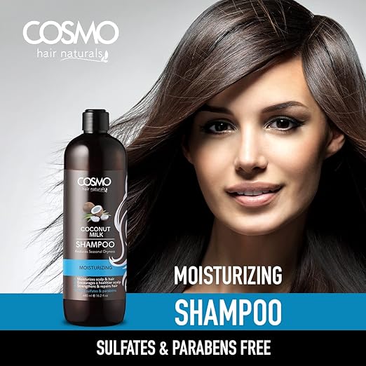 COSMO Hair Naturals Coconut Milk Shampoo & Conditioner Set – Moisturizing & Nourishing, 480ml Each