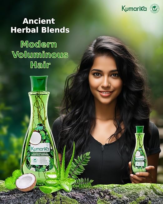 Kumarika 100% Natural Mix Ayurveda Herbal Hair Oil For All Hair Types 200ML (Hair Fall Control)