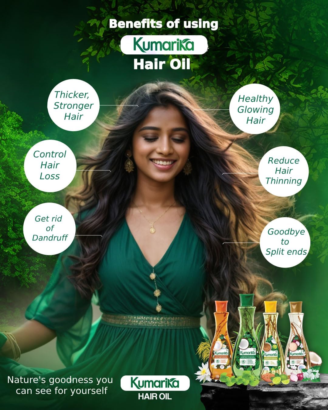 Kumarika 100% Natural Mix Ayurveda Herbal Hair Oil For All Hair Types 200ML (Hair Fall Control)