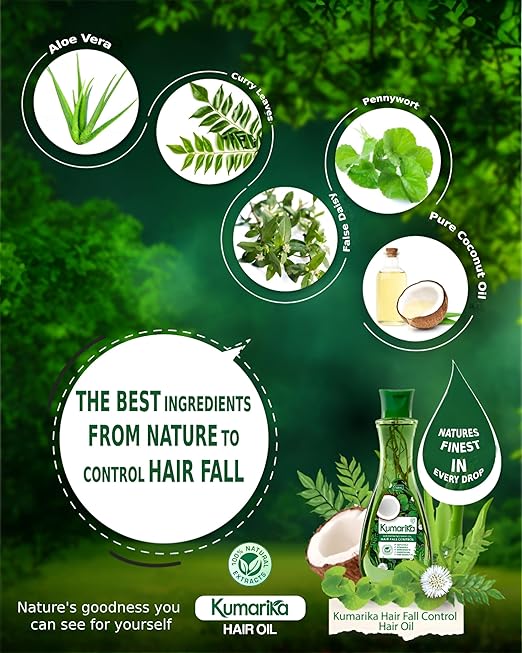Kumarika 100% Natural Mix Ayurveda Herbal Hair Oil For All Hair Types 200ML (Hair Fall Control)