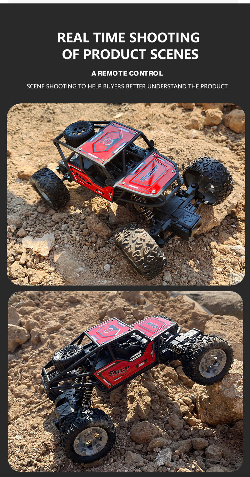 RC remote control alloy off-road vehicle, high-speed four-wheel drive climbing car, electrically powered large-footature car, children's toy racing car