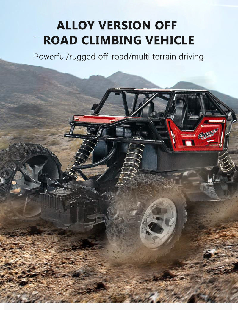 RC remote control alloy off-road vehicle, high-speed four-wheel drive climbing car, electrically powered large-footature car, children's toy racing car