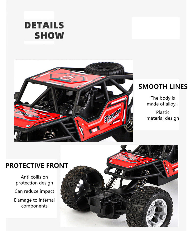 RC remote control alloy off-road vehicle, high-speed four-wheel drive climbing car, electrically powered large-footature car, children's toy racing car