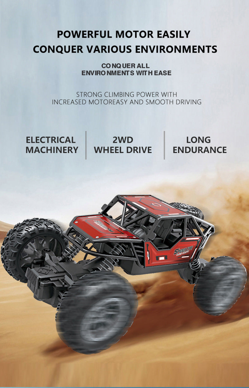 RC remote control alloy off-road vehicle, high-speed four-wheel drive climbing car, electrically powered large-footature car, children's toy racing car