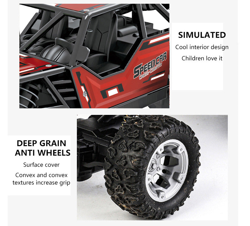 RC remote control alloy off-road vehicle, high-speed four-wheel drive climbing car, electrically powered large-footature car, children's toy racing car