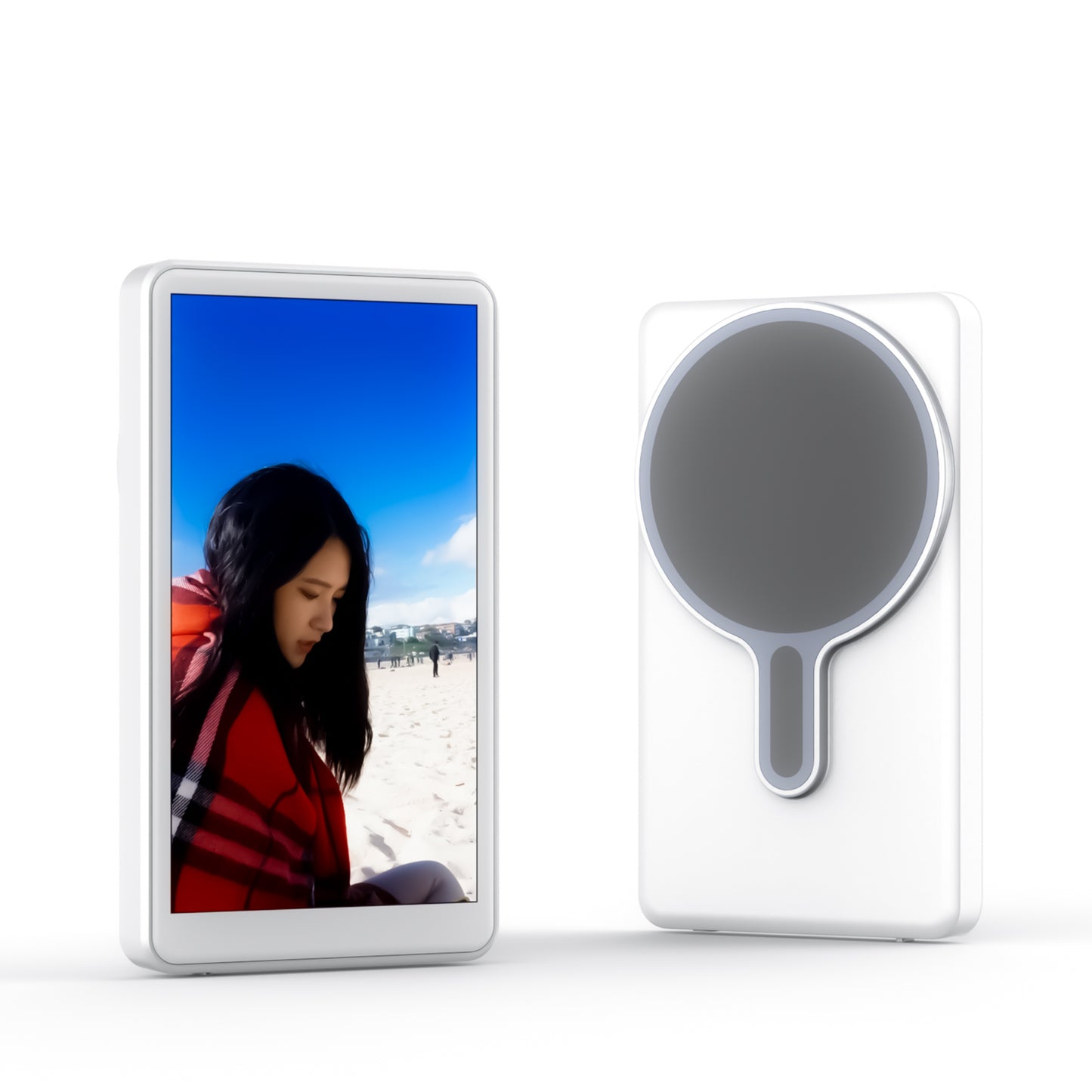 Mobile selfie wireless screen sharing device suitable for selfie live streaming, rear camera, rear selfie magnetic screen sharing device