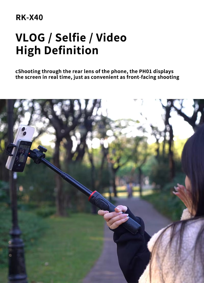 Mobile selfie wireless screen sharing device suitable for selfie live streaming, rear camera, rear selfie magnetic screen sharing device